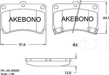 Akebono AN-298WK - Kit de plaquettes de frein, frein à disque cwaw.fr