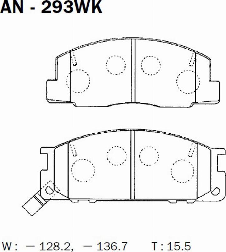 Akebono AN-293WK - Kit de plaquettes de frein, frein à disque cwaw.fr