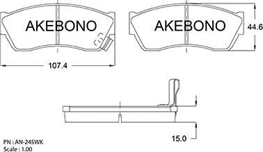 Akebono AN-245WKE - Kit de plaquettes de frein, frein à disque cwaw.fr