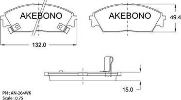 Akebono AN-264WK - Kit de plaquettes de frein, frein à disque cwaw.fr