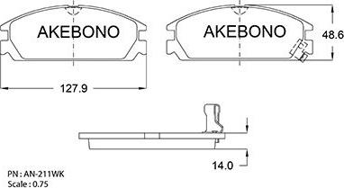 Akebono AN-211WK - Kit de plaquettes de frein, frein à disque cwaw.fr