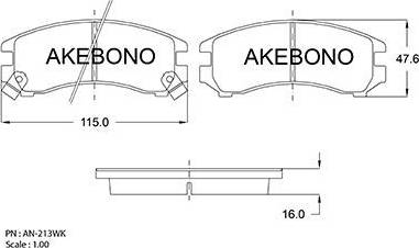 Akebono AN-213WK - Kit de plaquettes de frein, frein à disque cwaw.fr