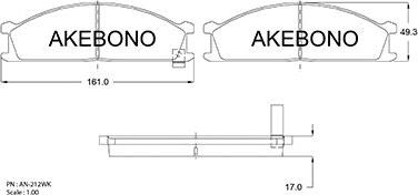 Akebono AN-212WKE - Kit de plaquettes de frein, frein à disque cwaw.fr