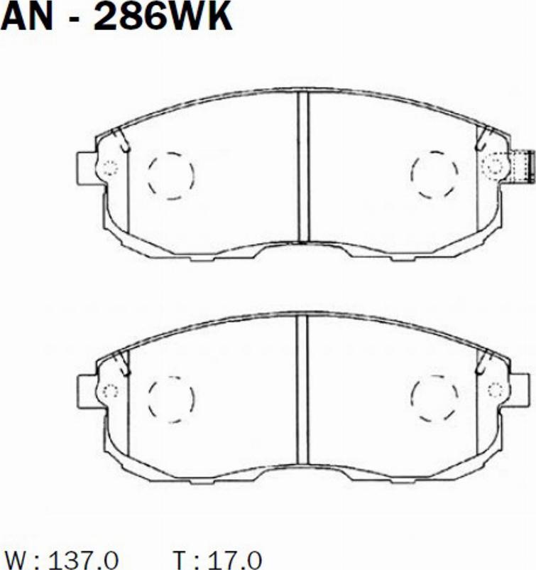 Akebono AN-286WK - Kit de plaquettes de frein, frein à disque cwaw.fr