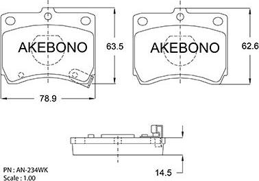 Akebono AN-234WKE - Kit de plaquettes de frein, frein à disque cwaw.fr