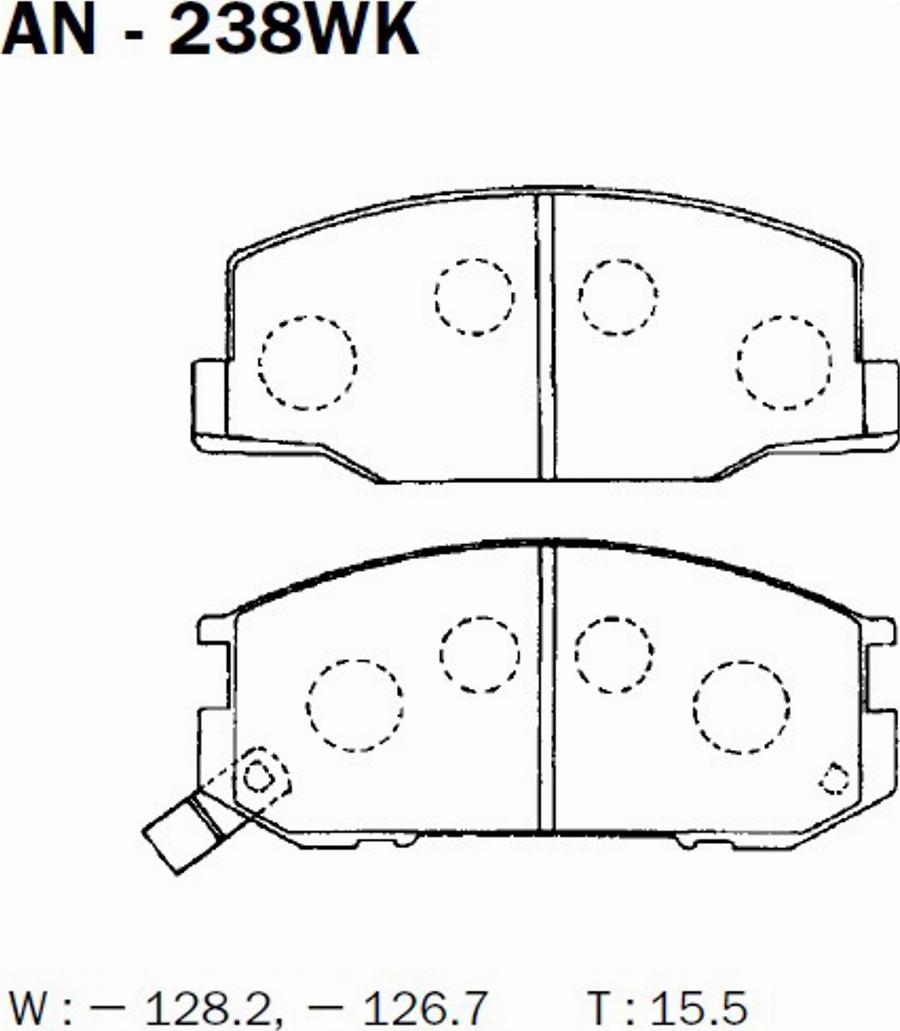 Akebono AN-238WK - Kit de plaquettes de frein, frein à disque cwaw.fr