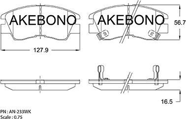 Akebono AN-233WKE - Kit de plaquettes de frein, frein à disque cwaw.fr