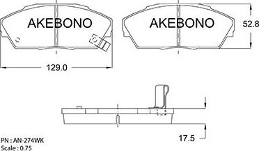 Akebono AN-274WKE - Kit de plaquettes de frein, frein à disque cwaw.fr