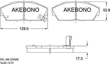 Akebono AN-274WK - Kit de plaquettes de frein, frein à disque cwaw.fr