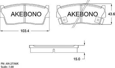 Akebono AN-273WK - Kit de plaquettes de frein, frein à disque cwaw.fr