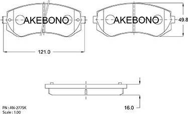 Akebono AN-277SK - Kit de plaquettes de frein, frein à disque cwaw.fr