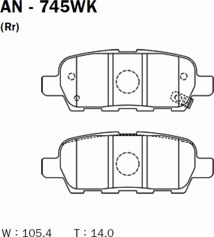 Akebono AN-745WK - Kit de plaquettes de frein, frein à disque cwaw.fr