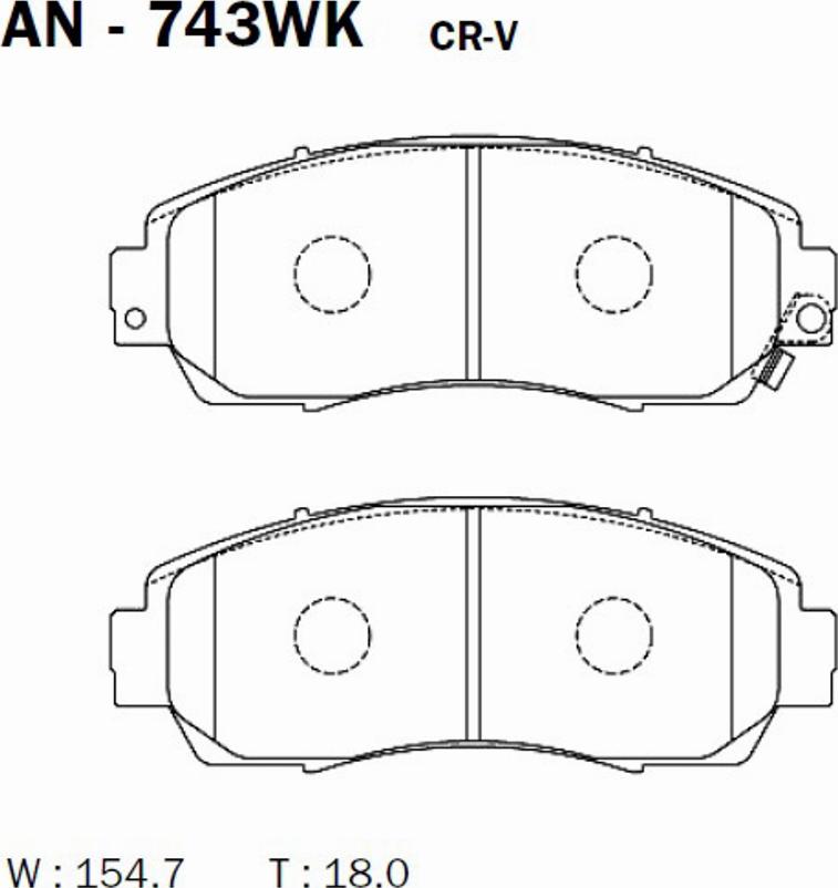 Akebono AN-743WK - Kit de plaquettes de frein, frein à disque cwaw.fr