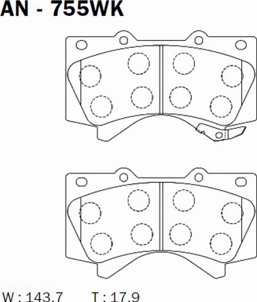 Akebono AN-755WK - Kit de plaquettes de frein, frein à disque cwaw.fr