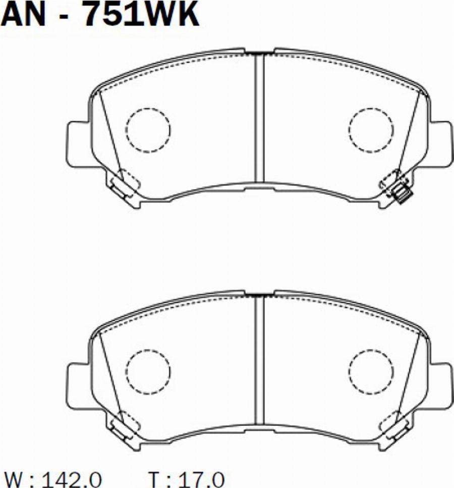 Akebono AN-751WK - Kit de plaquettes de frein, frein à disque cwaw.fr