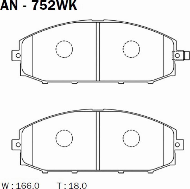 Akebono AN752WK - Kit de plaquettes de frein, frein à disque cwaw.fr