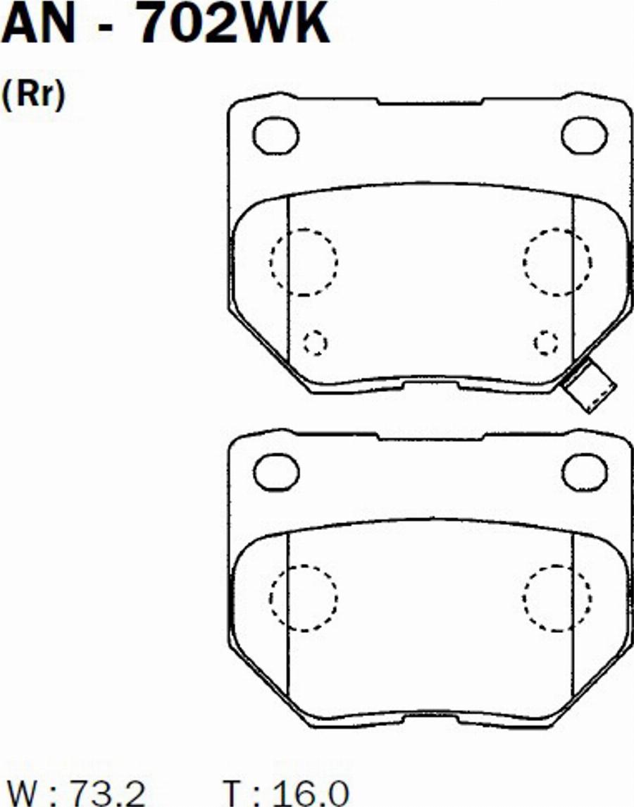 Akebono AN-702WK - Kit de plaquettes de frein, frein à disque cwaw.fr