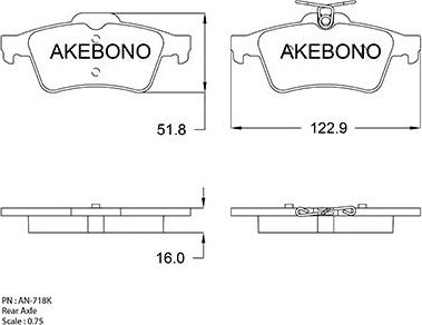 Akebono AN-718KE - Kit de plaquettes de frein, frein à disque cwaw.fr