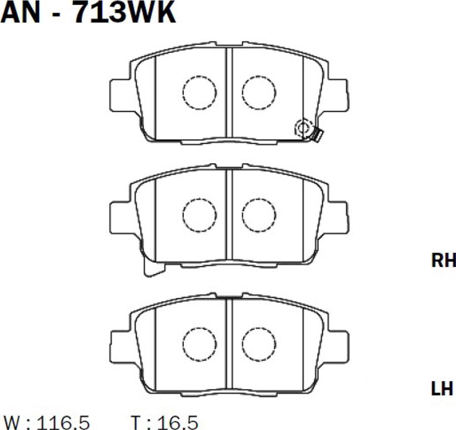 Akebono AN-713WK - Kit de plaquettes de frein, frein à disque cwaw.fr