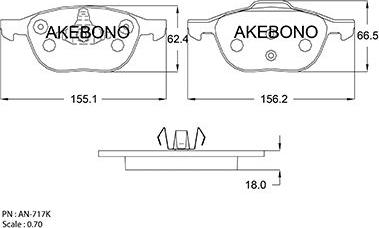 Akebono AN-717K - Kit de plaquettes de frein, frein à disque cwaw.fr