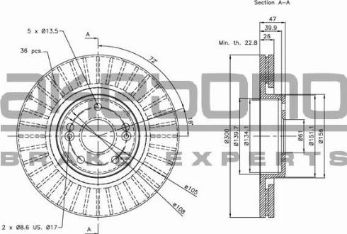 Akebono BN-0434 - Disque de frein cwaw.fr