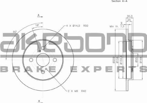 Akebono BN-0345 - Disque de frein cwaw.fr