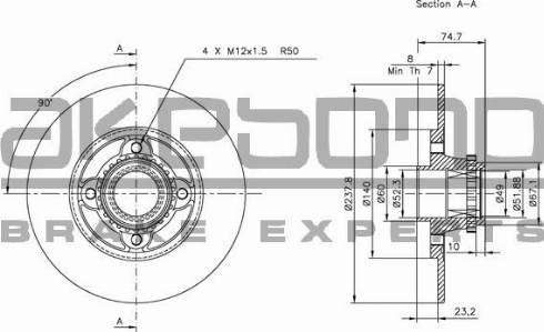 Akebono BN-0281 - Disque de frein cwaw.fr