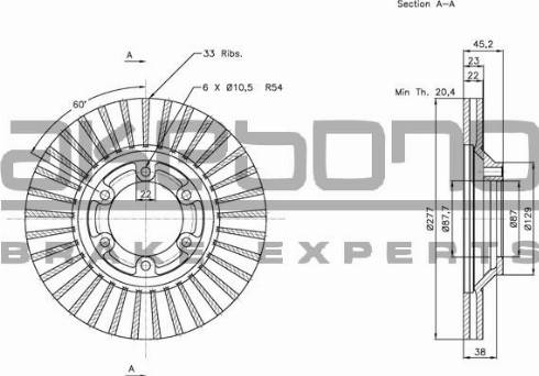 Akebono BN-1020 - Disque de frein cwaw.fr