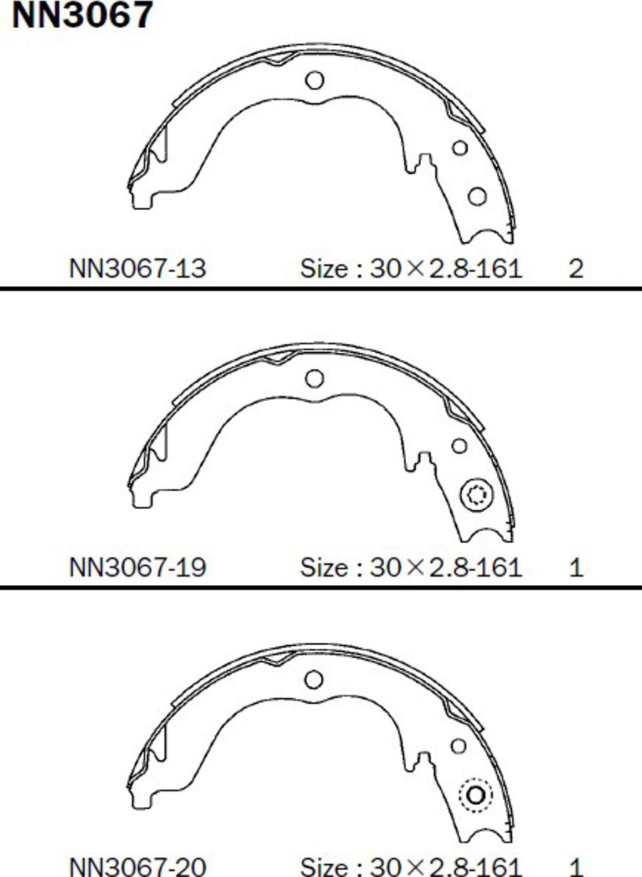 Akebono NN3067 - Jeu de mâchoires de frein, frein de stationnement cwaw.fr