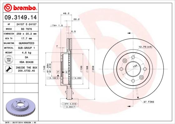 AP 24157 E - Disque de frein cwaw.fr