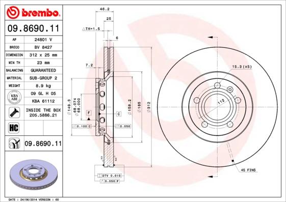 AP 24801 V - Disque de frein cwaw.fr