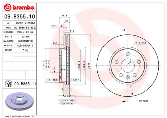 AP 25320 V - Disque de frein cwaw.fr