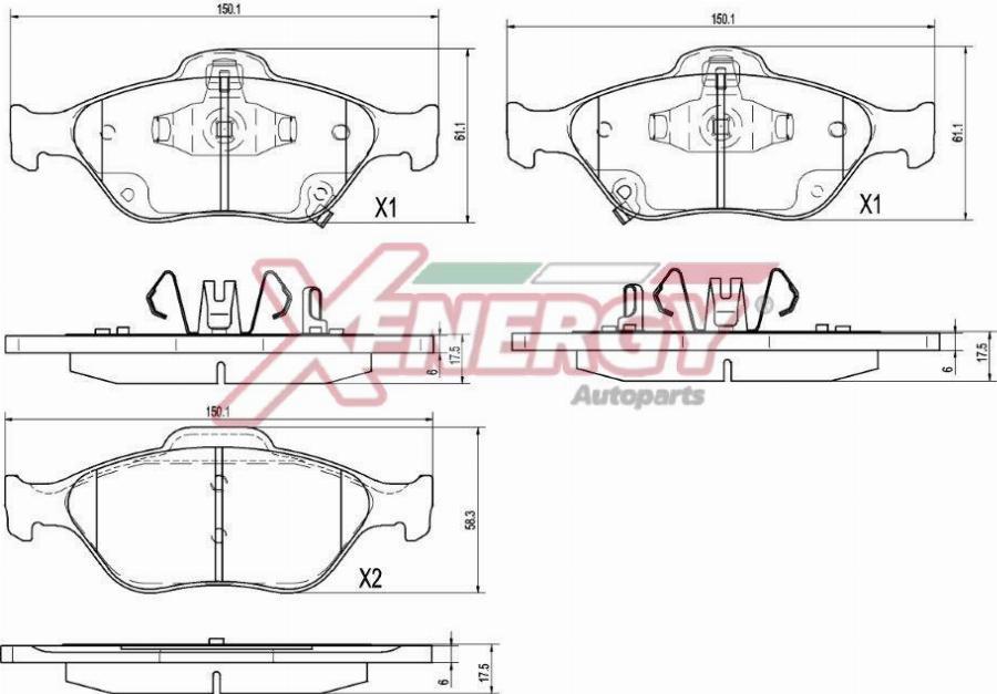 AP XENERGY X41493 - Kit de plaquettes de frein, frein à disque cwaw.fr