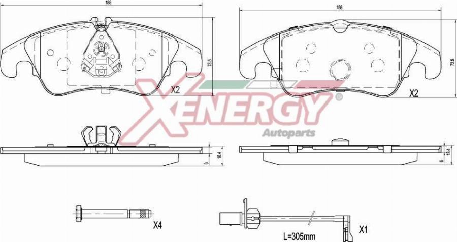 AP XENERGY X41437 - Kit de plaquettes de frein, frein à disque cwaw.fr