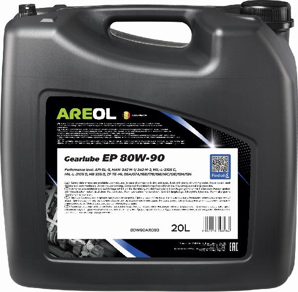 Areol 80W90AR093 - Huile pour engrenage d'essieux cwaw.fr