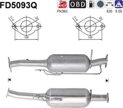 AS FD5093Q - Filtre à particules / à suie, échappement cwaw.fr