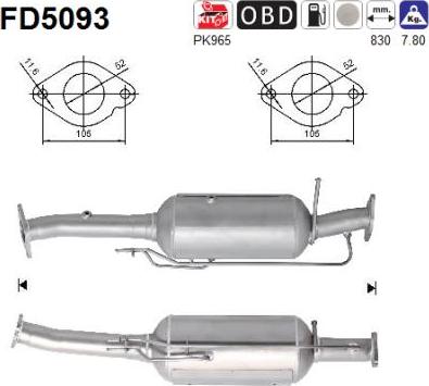 AS FD5093 - Filtre à particules / à suie, échappement cwaw.fr