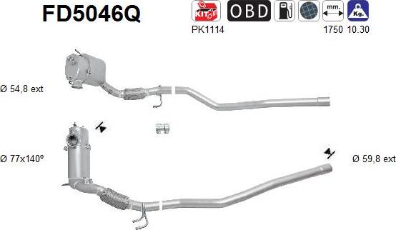 AS FD5046Q - Filtre à particules / à suie, échappement cwaw.fr