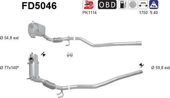 AS FD5046 - Filtre à particules / à suie, échappement cwaw.fr