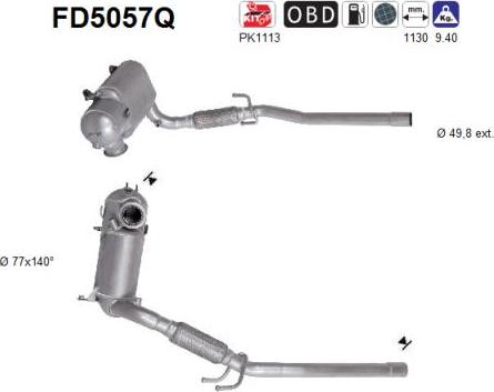 AS FD5057Q - Filtre à particules / à suie, échappement cwaw.fr