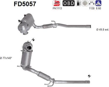 AS FD5057 - Filtre à particules / à suie, échappement cwaw.fr