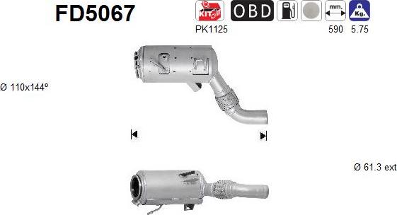 AS FD5067 - Filtre à particules / à suie, échappement cwaw.fr