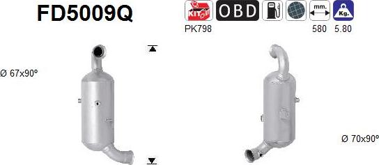 AS FD5009Q - Filtre à particules / à suie, échappement cwaw.fr