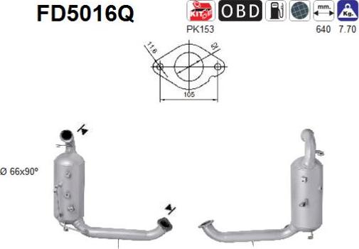 AS FD5016Q - Filtre à particules / à suie, échappement cwaw.fr