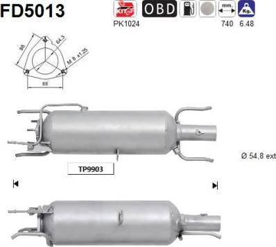 AS FD5013 - Filtre à particules / à suie, échappement cwaw.fr