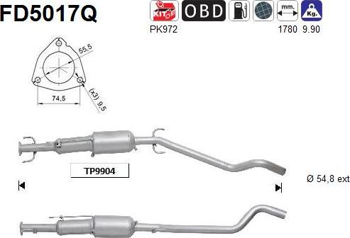 AS FD5017Q - Filtre à particules / à suie, échappement cwaw.fr