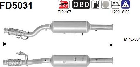 AS FD5031 - Filtre à particules / à suie, échappement cwaw.fr