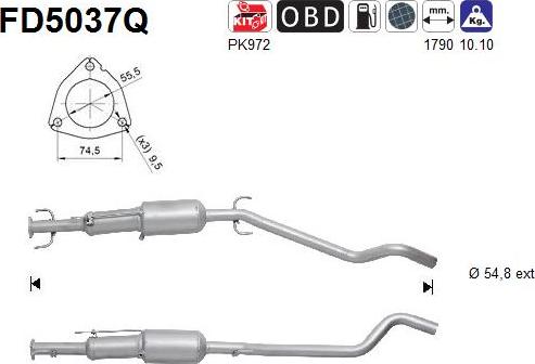 AS FD5037Q - Filtre à particules / à suie, échappement cwaw.fr