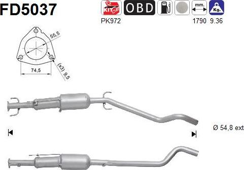 AS FD5037 - Filtre à particules / à suie, échappement cwaw.fr