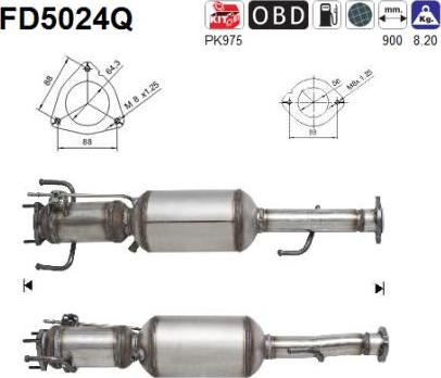 AS FD5024Q - Filtre à particules / à suie, échappement cwaw.fr